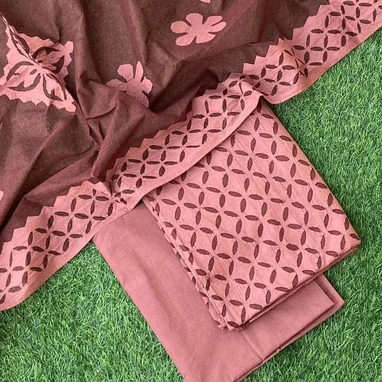 Applique Work Suits In Cotton Fabric