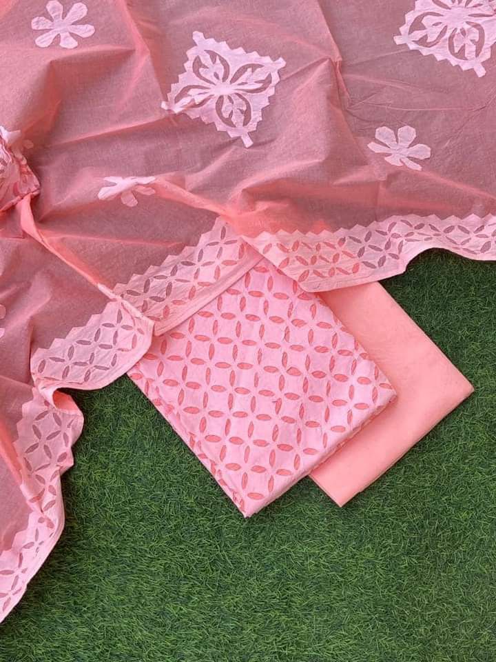 Applique Work Suits In Cotton Fabric