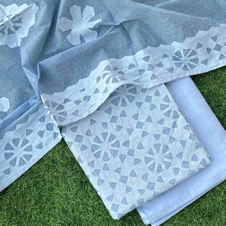 Luxury Applique Work Cotton Suit Set – Customizable Colors Available