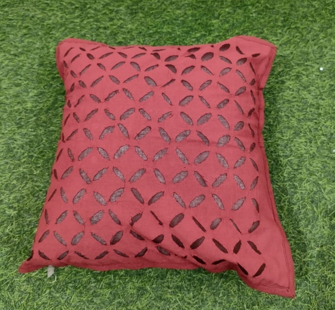 Handcrafted Applique Work Cushion Covers | Cotton with Organdy Fabric