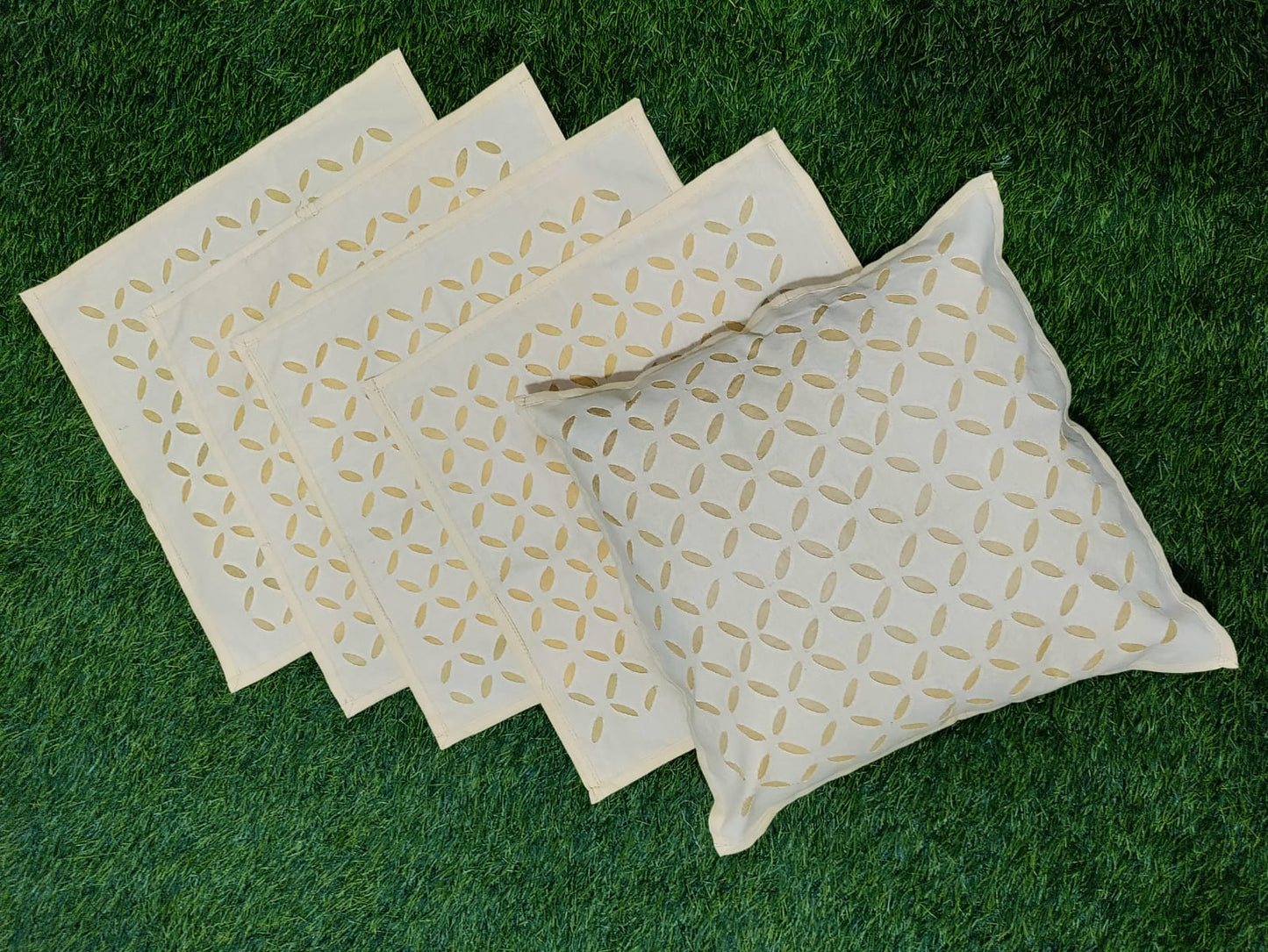 Handcrafted Applique Work Cushion Covers | Cotton with Organdy Fabric
