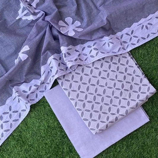 Applique Work Suits In Cotton Fabric