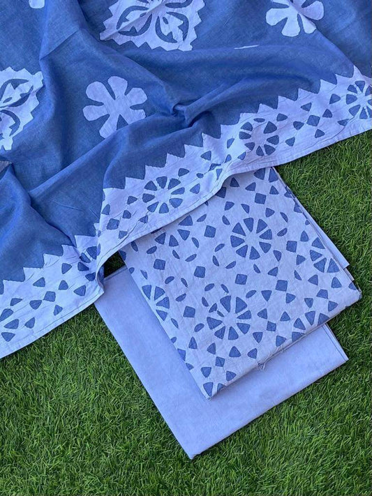 Luxury Applique Work Cotton Suit Set – Customizable Colors Available