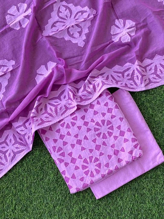 Luxury Applique Work Cotton Suit Set – Customizable Colors Available