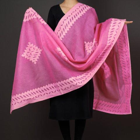 Cotton Applique Work Dupatta with Organdy Fabric | Customizable Colors | Handcrafted