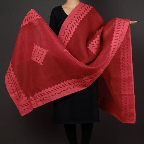 Cotton Applique Work Dupatta with Organdy Fabric | Customizable Colors | Handcrafted