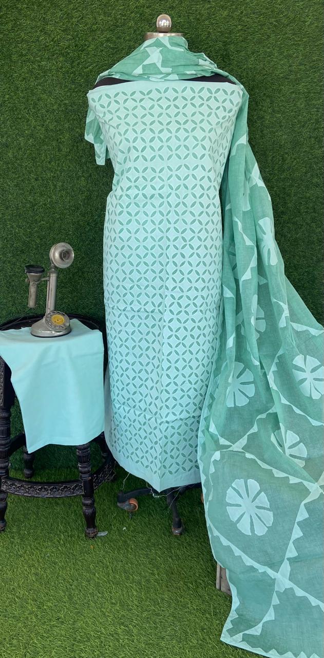 Applique Work Dress Material – Cotton with Organdy Cotton Soft Fabric