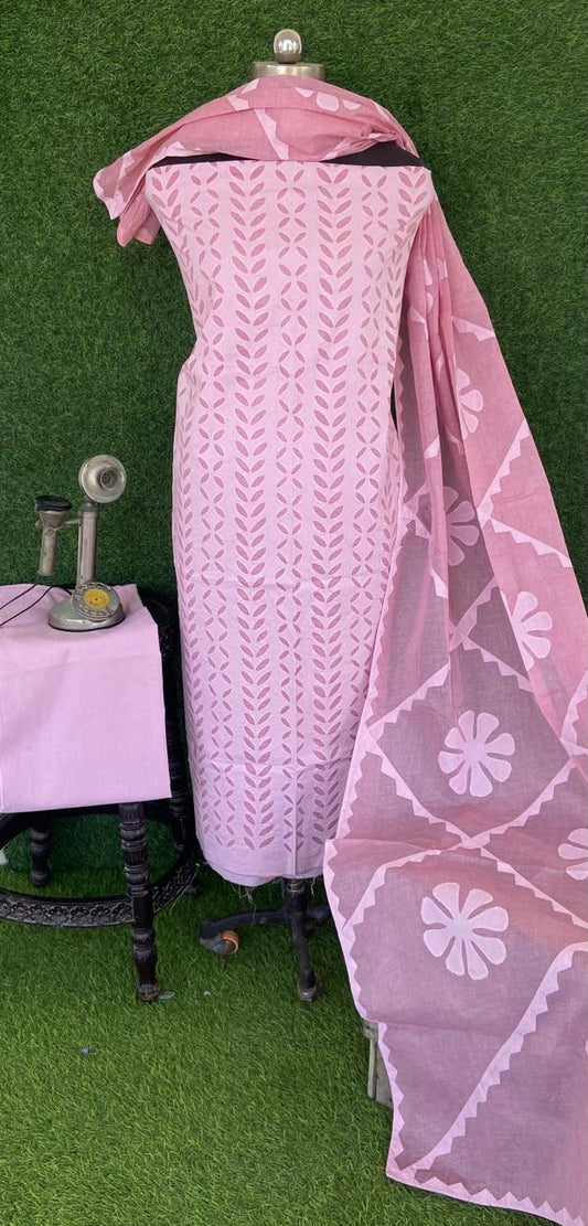 Applique Work Dress Material – Cotton with Organdy Cotton Soft Fabric