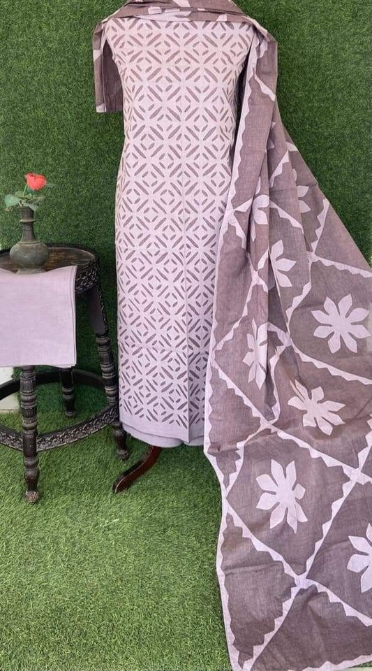 Applique Work Dress Material – Cotton with Organdy Cotton Soft Fabric